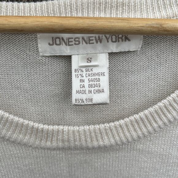 Vintage Y2K Jones NY Cashmere Silk Vest M Ivory Academia Soft - Picture 2 of 6